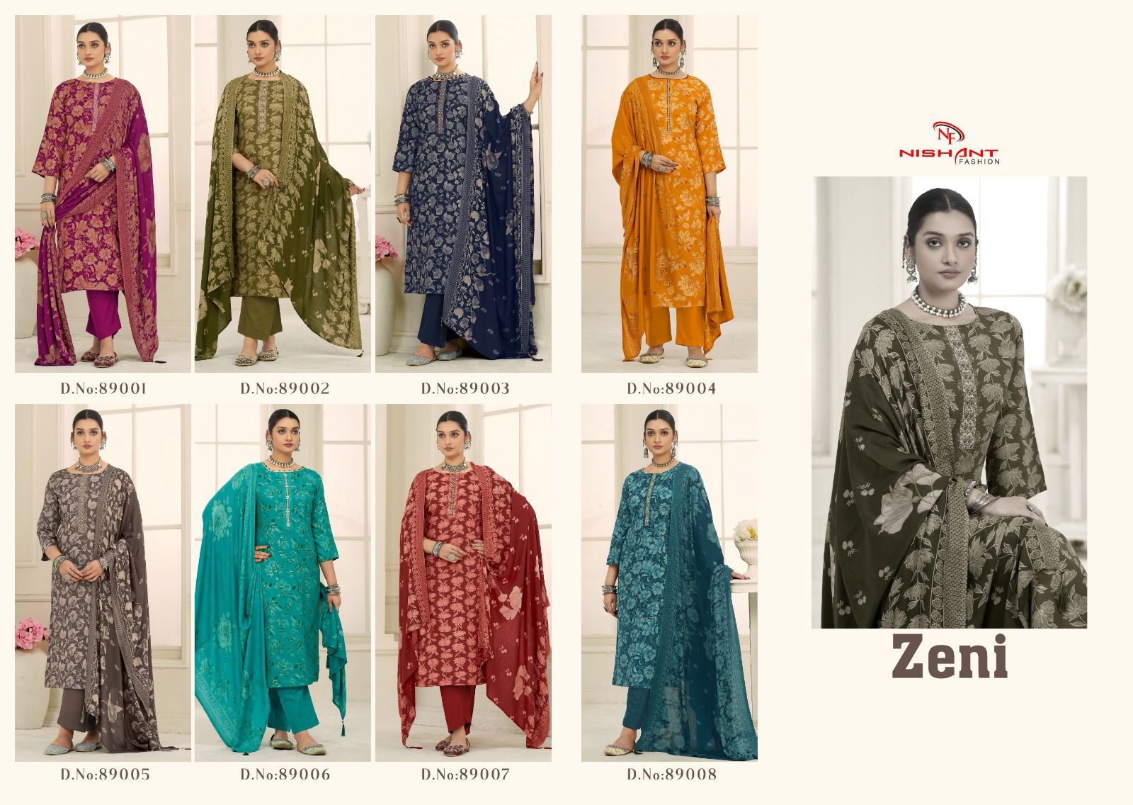 Zeni By Nishant Viscose Pashmina Digital Printed Salwar Kameez Exporters In India